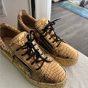 Giuseppe Zanotti Gold Croc-Embossed Sneakers